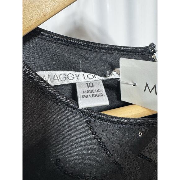 Maggy London Black Sequined Sheath Dress Size 10 NWT Holiday Cocktail MSRP 148 - Picture 3 of 10